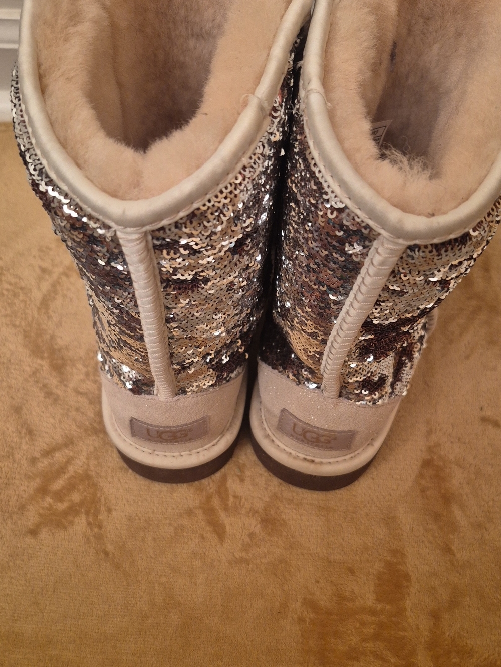 UGG Sequin Short Boots in Gold, Brown And Tan